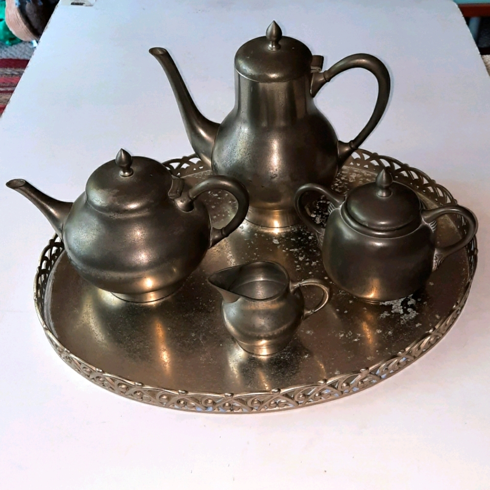 Antique Pewter Coffee & Tea 5pc Set